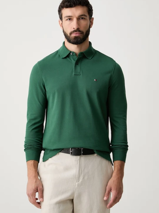 Zdjęcie produktu Tommy Hilfiger longsleeve męski z bawełną zielony