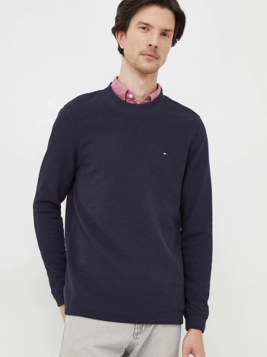 Zdjęcie produktu Tommy Hilfiger longsleeve męski z bawełną granatowy