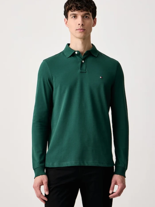 Zdjęcie produktu Tommy Hilfiger longsleeve męski z bawełną zielony