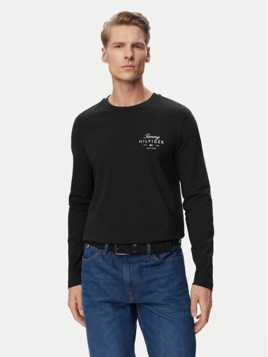 Zdjęcie produktu Tommy Hilfiger Longsleeve Script Stack MW0MW43225 Czarny Regular Fit