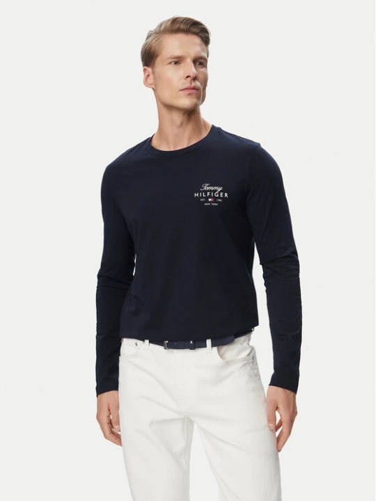 Zdjęcie produktu Tommy Hilfiger Longsleeve Script Stack MW0MW43225 Granatowy Regular Fit