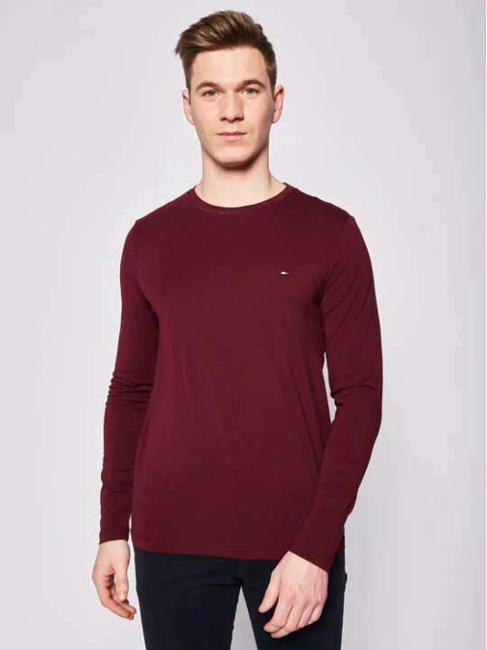 Zdjęcie produktu Tommy Hilfiger Longsleeve Stretch Tee MW0MW10804 Bordowy Slim Fit