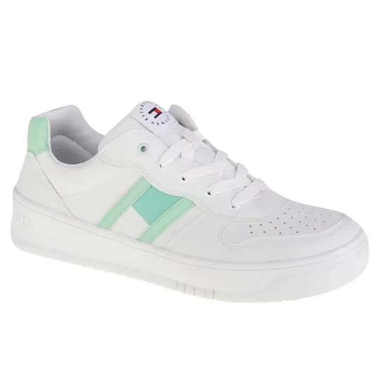 Zdjęcie produktu Tommy Hilfiger Low Cut Lace-Up Sneaker T3A4-32143-1351A166, Dla dziewczynki, Białe, buty sneakers, skóra syntetyczna, rozmiar: 36