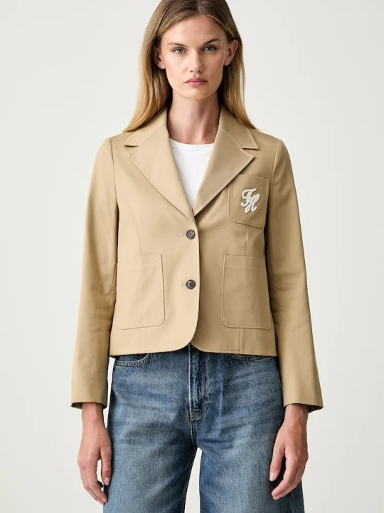 Zdjęcie produktu Tommy Hilfiger marynarka damska bawełniana beżowy