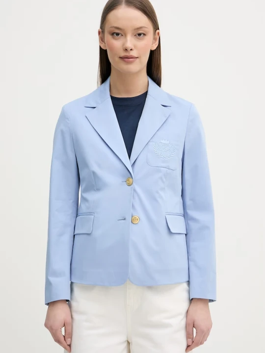 Zdjęcie produktu Tommy Hilfiger marynarka jednorzędowa damska z bawełną niebieski