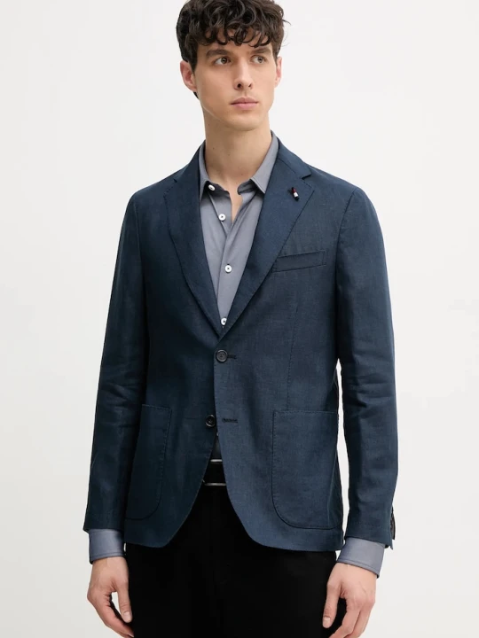 Zdjęcie produktu Tommy Hilfiger marynarka lniana granatowy