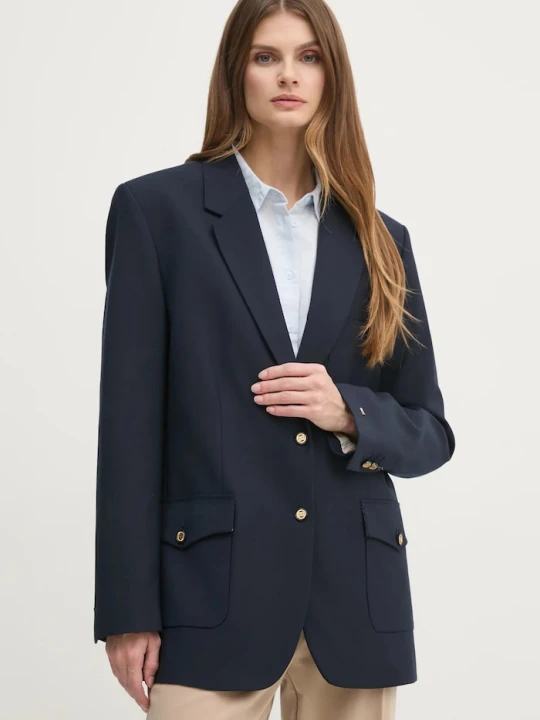 Zdjęcie produktu Tommy Hilfiger marynarka z domieszką wełny granatowy