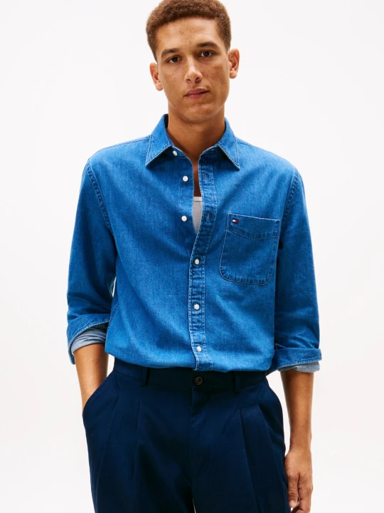 Zdjęcie produktu Tommy Hilfiger koszula casual Mężczyźni Regular Fit Bawełna niebieski