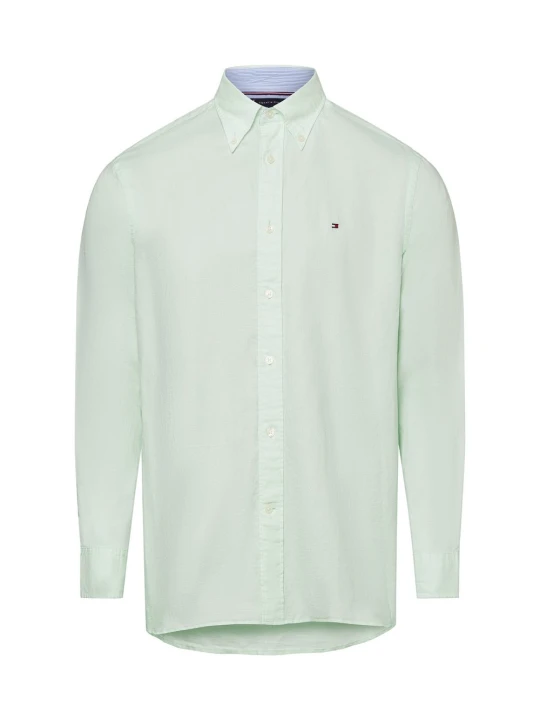Zdjęcie produktu Tommy Hilfiger koszula casual z zawartością lnu Mężczyźni Regular Fit Bawełna zielony