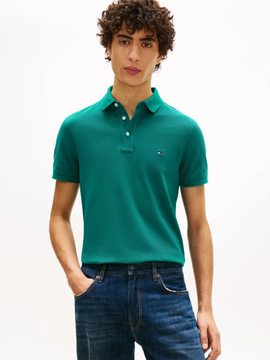 Zdjęcie produktu Tommy Hilfiger koszulka polo Mężczyźni Bawełna niebieski | zielony