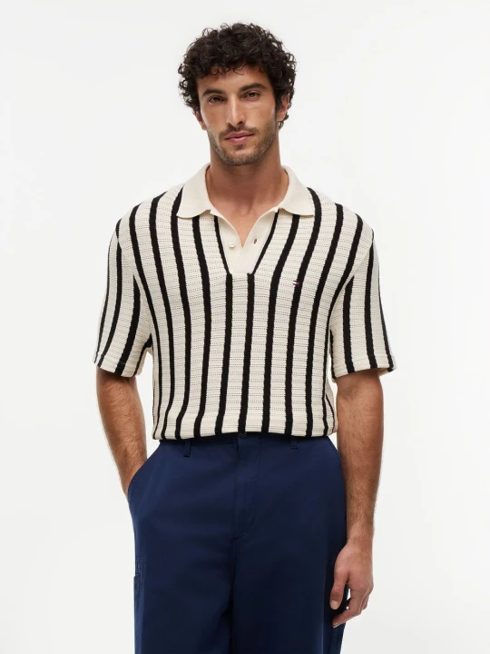 Zdjęcie produktu Tommy Hilfiger koszulka polo z dzianiny Mężczyźni Bawełna (100%) beżowy | czarny
