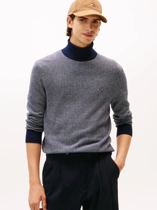 Zdjęcie produktu Tommy Hilfiger sweter z dzianiny z zawartością kaszmiru Mężczyźni niebieski | biały