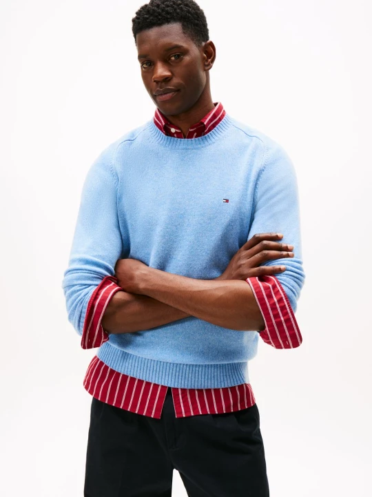 Zdjęcie produktu Tommy Hilfiger wełniany sweter Mężczyźni Wełna niebieski