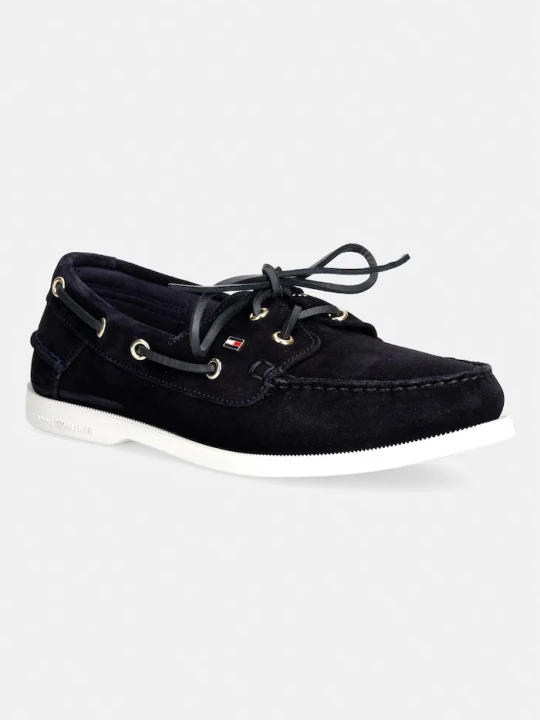 Zdjęcie produktu Tommy Hilfiger mokasyny damskie zamszowe HILFIGER SUEDE BOAT SHOE granatowy