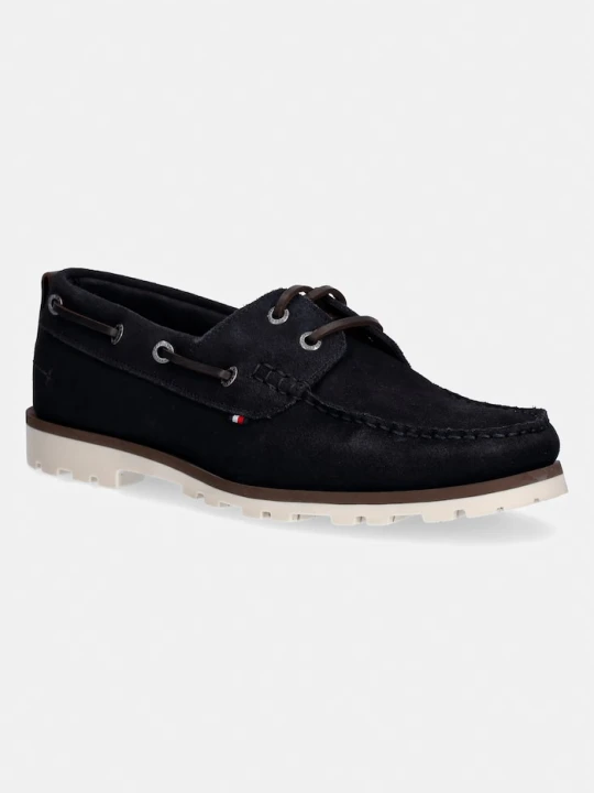 Zdjęcie produktu Tommy Hilfiger mokasyny męskie zamszowe HILIFGER LIGHT SDE BOAT SHOE granatowy