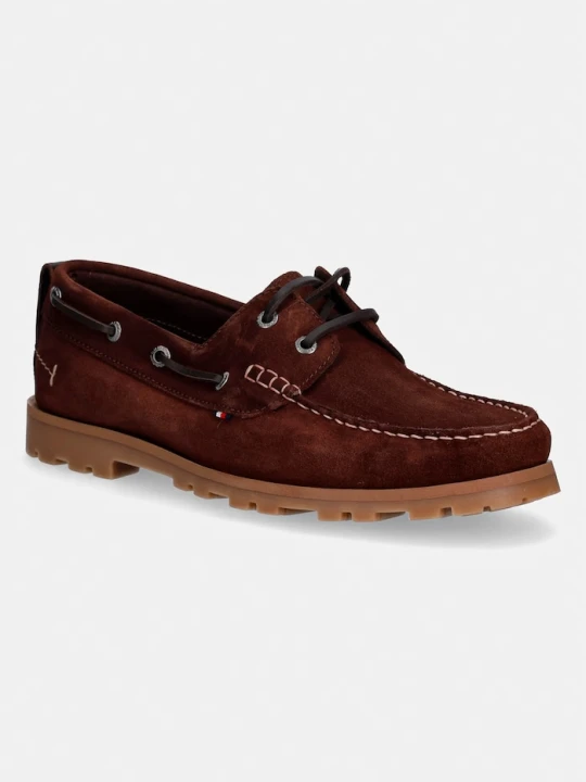 Zdjęcie produktu Tommy Hilfiger mokasyny męskie zamszowe HILIFGER LIGHT SDE BOAT SHOE brązowy