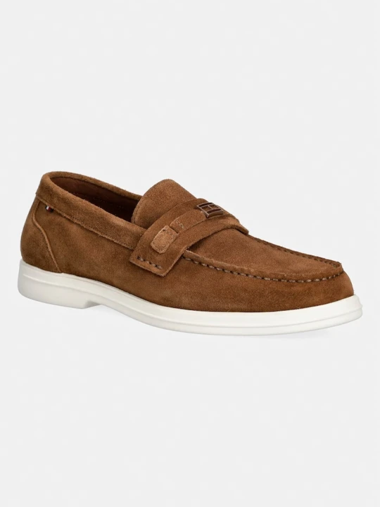 Zdjęcie produktu Tommy Hilfiger mokasyny męskie zamszowe LIGHT SUEDE FLAG HARDWARE LOAFER brązowy