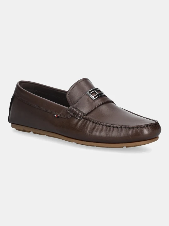 Zdjęcie produktu Tommy Hilfiger mokasyny skórzane HARDWARE DRIVER SHOE brązowy