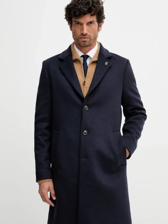 Zdjęcie produktu Tommy Hilfiger płaszcz męski z wełną granatowy