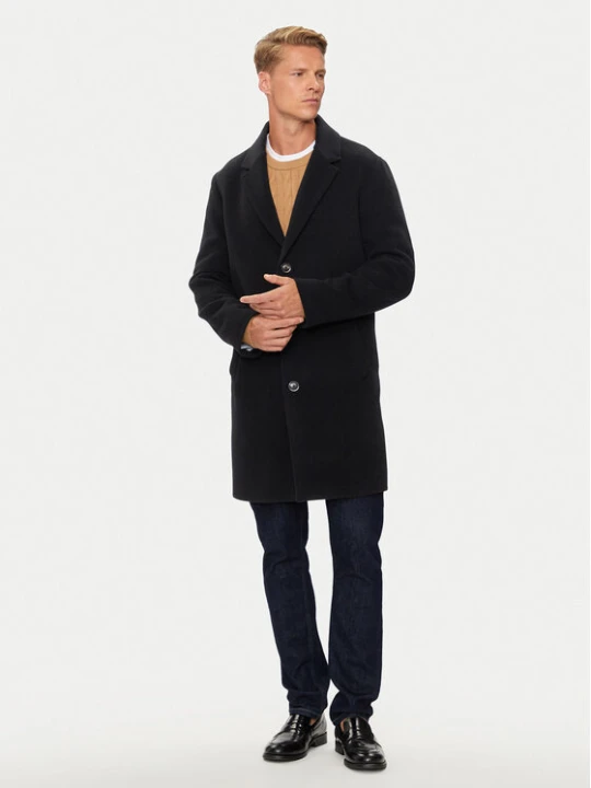 Zdjęcie produktu Tommy Hilfiger Płaszcz wełniany MW0MW36611 Czarny Regular Fit