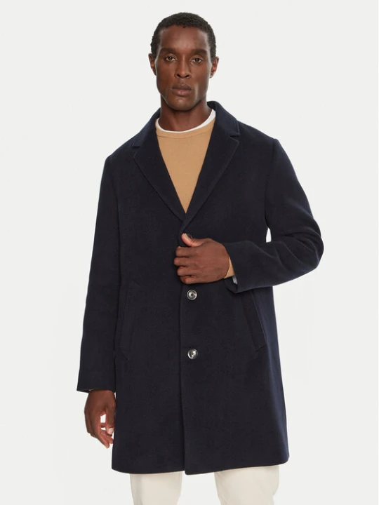 Zdjęcie produktu Tommy Hilfiger Płaszcz wełniany MW0MW36611 Granatowy Regular Fit