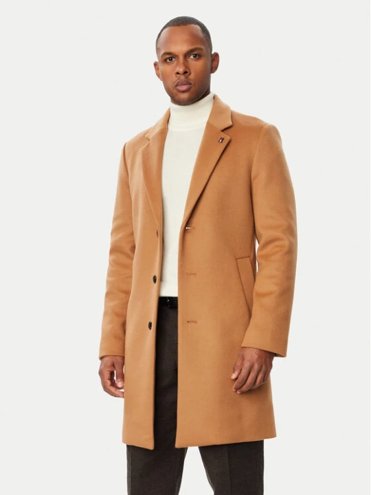 Zdjęcie produktu Tommy Hilfiger Płaszcz wełniany MW0MW40768 Brązowy jasny Regular Fit