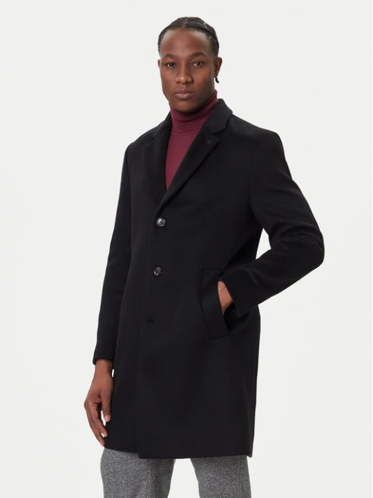 Zdjęcie produktu Tommy Hilfiger Płaszcz wełniany MW0MW40768 Czarny Regular Fit