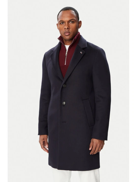 Zdjęcie produktu Tommy Hilfiger Płaszcz wełniany MW0MW40768 Granatowy Regular Fit