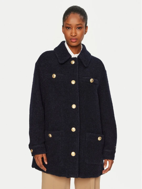 Zdjęcie produktu Tommy Hilfiger Płaszcz wełniany WW0WW43762 Granatowy Regular Fit