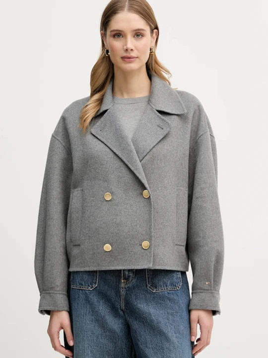 Zdjęcie produktu Tommy Hilfiger płaszcz z dodatkiem wełny szary