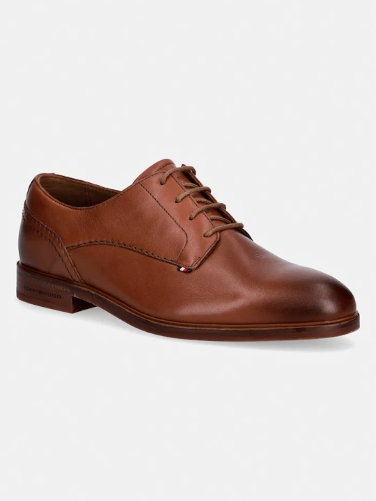 Zdjęcie produktu Tommy Hilfiger półbuty męskie skórzane HILFIGER LEATHER DRESS SHOE brązowy