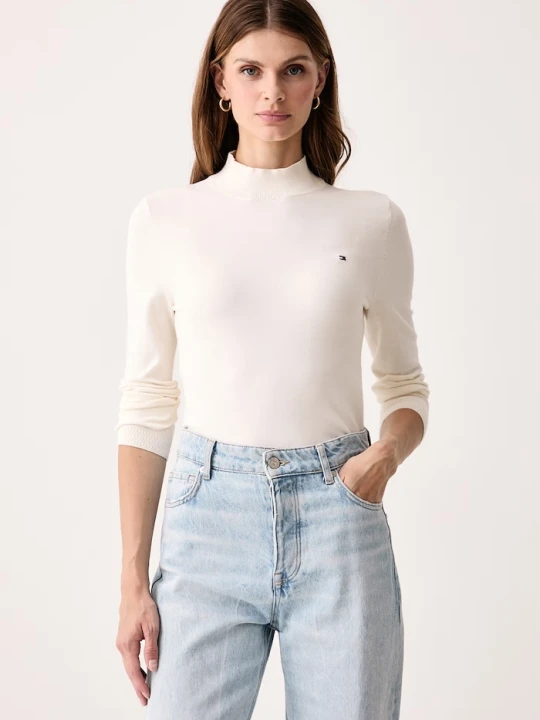 Zdjęcie produktu Tommy Hilfiger półgolf damski z bawełną beżowy