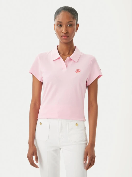 Zdjęcie produktu Tommy Hilfiger Polo 1985 Logo WW0WW49259 Różowy jasny Slim Fit