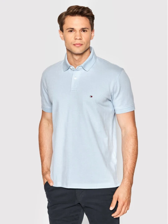 Zdjęcie produktu Tommy Hilfiger Polo 1985 MW0MW17770 Błękitny Regular Fit Niebieski jasny