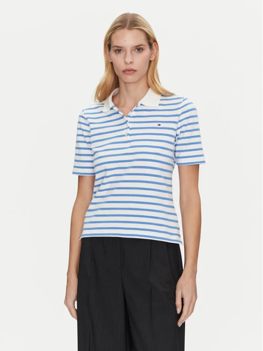 Zdjęcie produktu Tommy Hilfiger Polo 1985 WW0WW43224 Błękitny Regular Fit Niebieski jasny