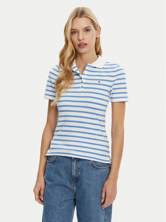 Zdjęcie produktu Tommy Hilfiger Polo 1985 WW0WW43225 Błękitny Slim Fit Niebieski jasny