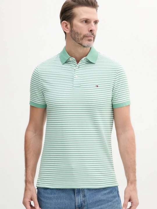 Zdjęcie produktu Tommy Hilfiger polo bawełniane z elastanem zielony