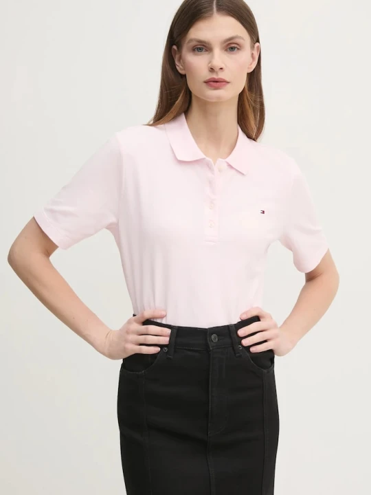 Zdjęcie produktu Tommy Hilfiger polo damskie z bawełną różowy