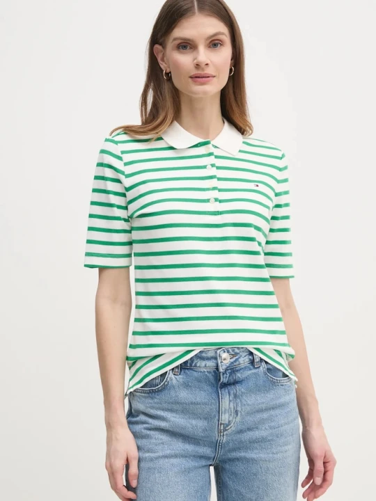 Zdjęcie produktu Tommy Hilfiger polo damskie z bawełną zielony