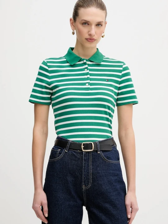 Zdjęcie produktu Tommy Hilfiger polo damskie z bawełną zielony