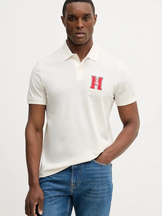 Zdjęcie produktu Tommy Hilfiger polo bawełniane beżowy