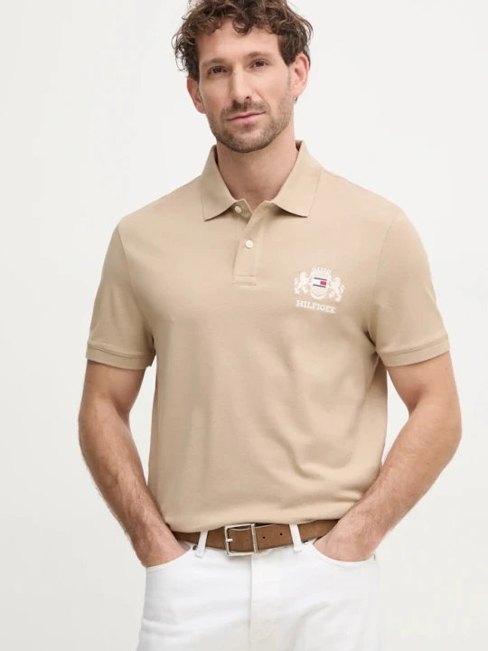 Zdjęcie produktu Tommy Hilfiger polo bawełniane beżowy