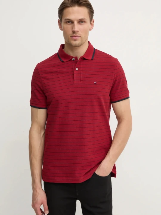 Zdjęcie produktu Tommy Hilfiger polo bawełniane bordowy