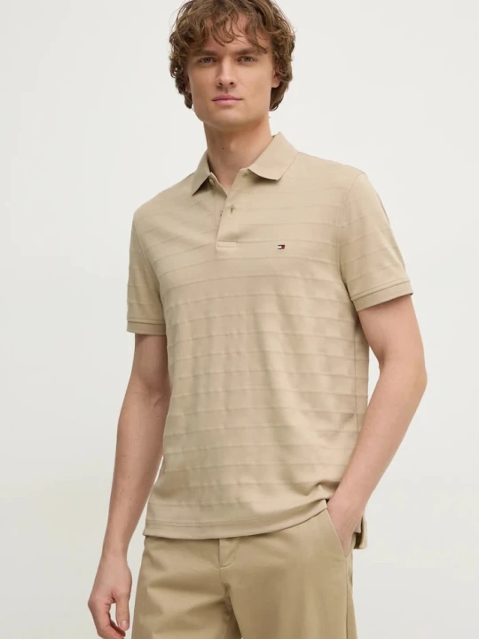 Zdjęcie produktu Tommy Hilfiger polo bawełniane beżowy