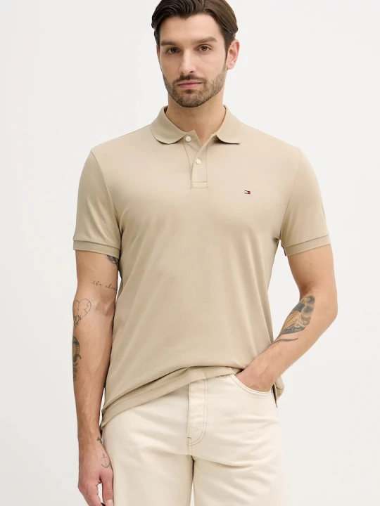 Zdjęcie produktu Tommy Hilfiger polo męskie bawełniane beżowy