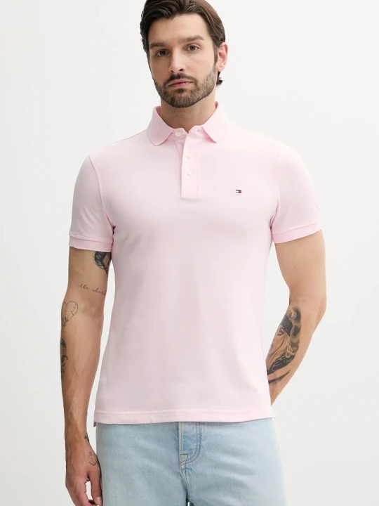 Zdjęcie produktu Tommy Hilfiger polo bawełniane z elastanem różowy