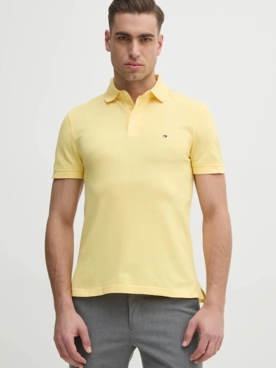 Zdjęcie produktu Tommy Hilfiger polo bawełniane z elastanem żółty