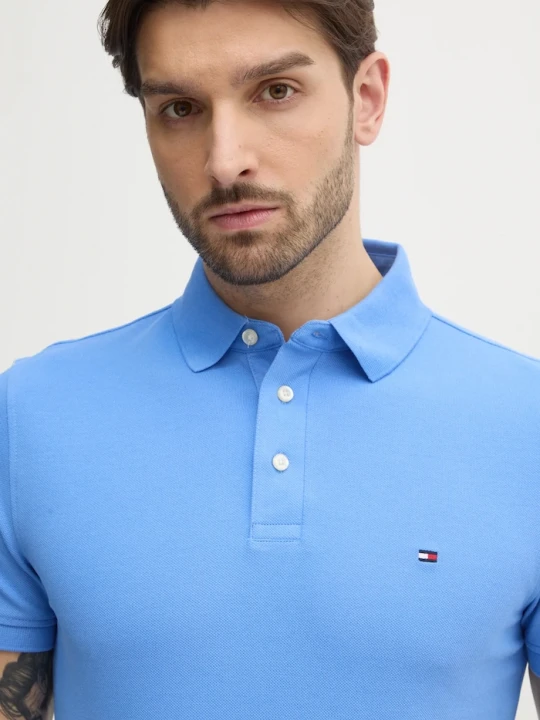 Zdjęcie produktu Tommy Hilfiger polo bawełniane z elastanem fioletowy