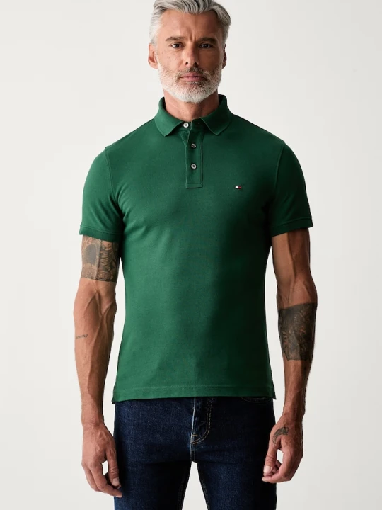 Zdjęcie produktu Tommy Hilfiger polo bawełniane z elastanem zielony