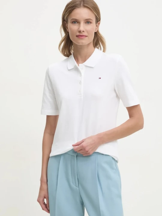 Zdjęcie produktu Tommy Hilfiger polo damskie z bawełną beżowy